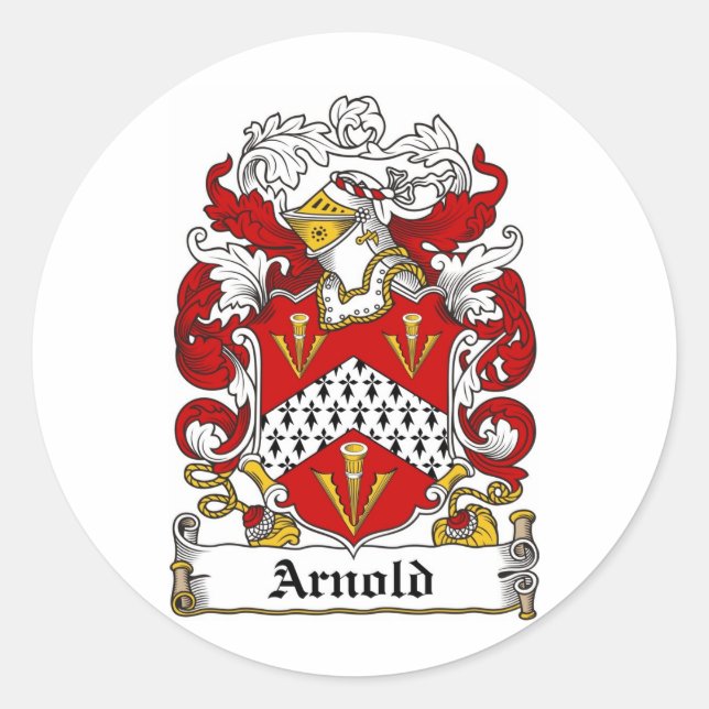 ARNOLD FAMILY CREST -  ARNOLD COAT OF ARMS CLASSIC ROUND STICKER (Front)