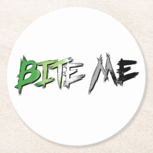 Aro Pride Bite Me Round Paper Coaster