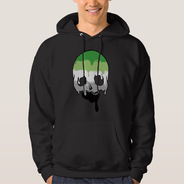 Aro Pride Dripping Skull Hoodie (Front)