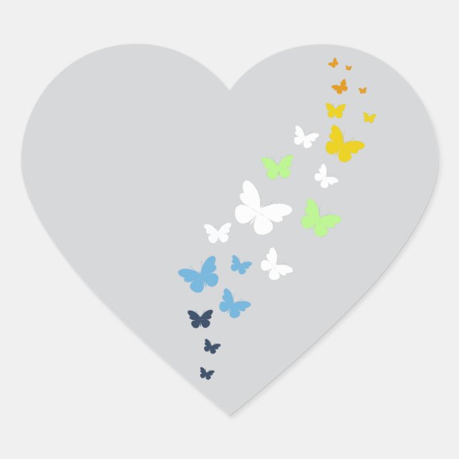 AroAce Agender Pride Butterfly Trail  Heart Sticker (Front)