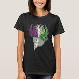 Aroace Kitsune LGBT Gay Asexual Aromantic Pride Fl T-Shirt