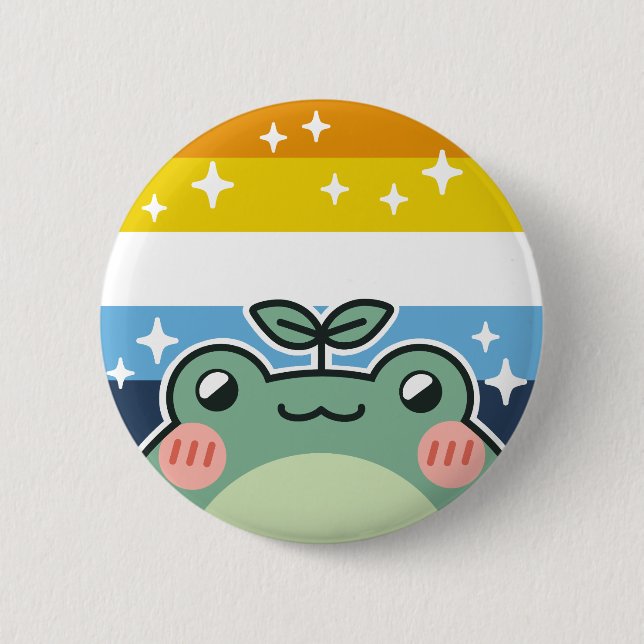 AroAce LGBT Pride Flag Frog 6 Cm Round Badge (Front)