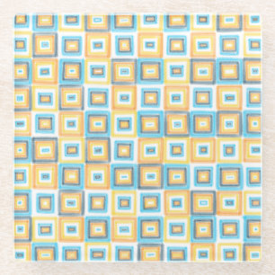 AroAce Pride Flag Modern Art Sunset Orange Yellow Glass Coaster
