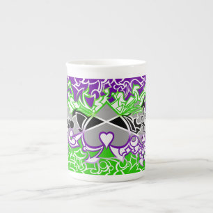 Aroace Radioactive Pride Flag Squiggles Bone China Mug