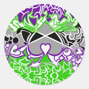 Aroace Radioactive Pride Flag Squiggles Classic Round Sticker