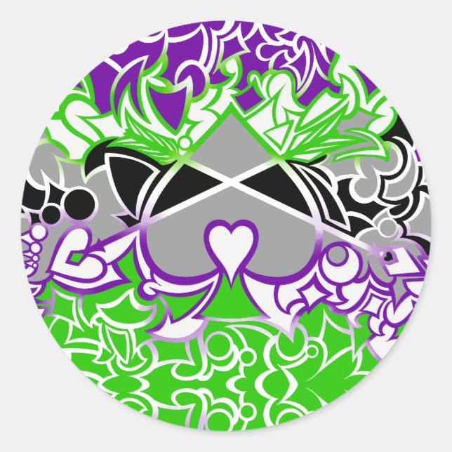 Aroace Radioactive Pride Flag Squiggles Classic Round Sticker (Front)