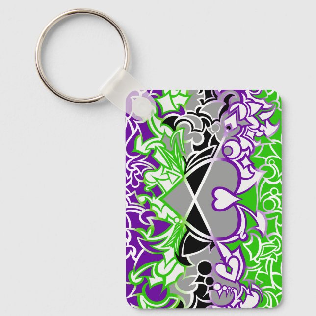 Aroace Radioactive Pride Flag Squiggles Key Ring (Front)