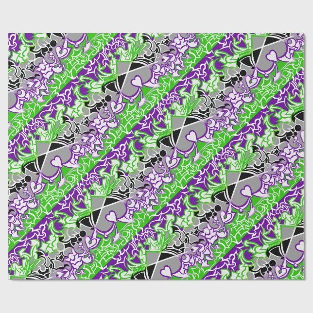 Aroace Radioactive Pride Flag Squiggles Wrapping Paper (Flat)