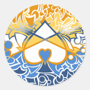Aroace Sun and Sea Pride Flag Squiggles Classic Round Sticker