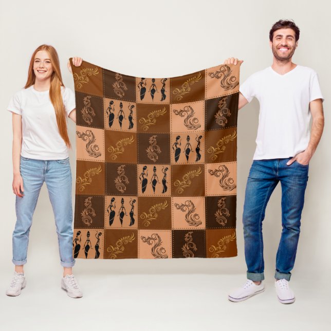 Aroma of coffee. Patchwork.  Fleece Blanket (In Situ)