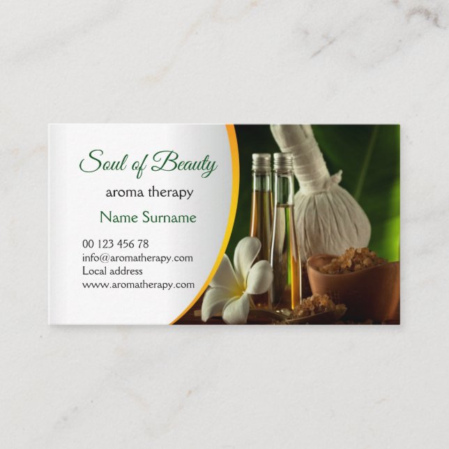 Aroma Therapist and Nutritionist Business Card (Front)