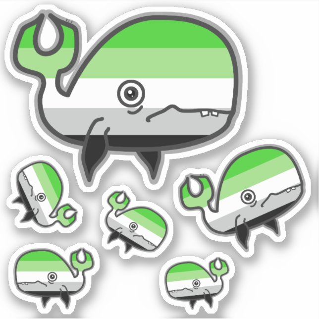 Aromantic Anxious but Proud Whale Sticker Sheet (Front)