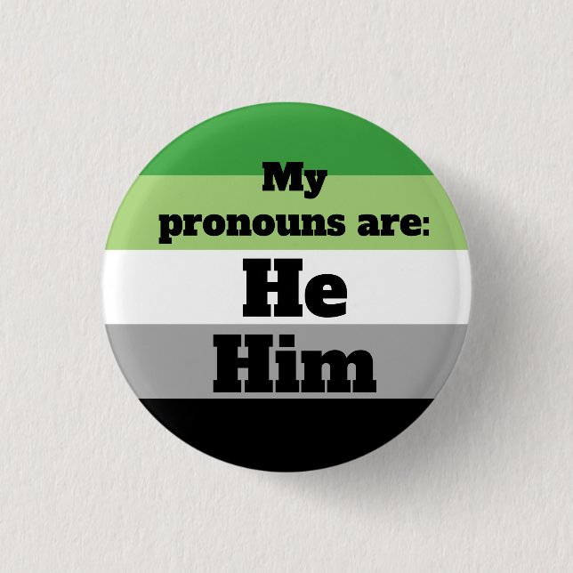 Aromantic/Aro He/Him Pronouns 3 Cm Round Badge (Front)