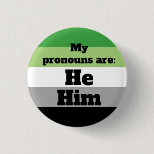 Aromantic/Aro He/Him Pronouns 3 Cm Round Badge