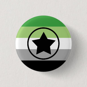 Aromantic/Aro Pride Flag with a Star in Circle 3 Cm Round Badge