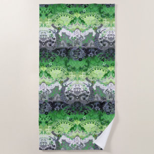 Aromantic Dragon Damask - Aro Pride Flag Colours Beach Towel