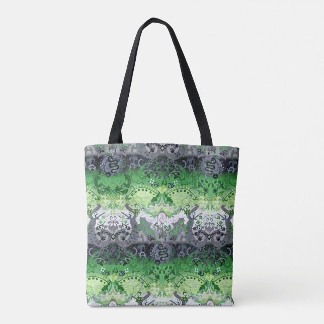 Aromantic Dragon Damask - Aro Pride Flag Colours Tote Bag (Back)