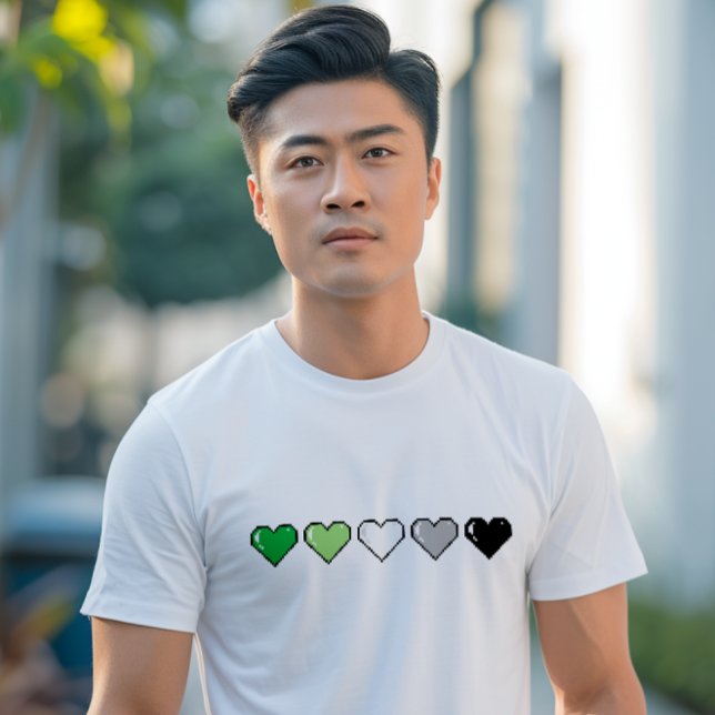 Aromantic Flag Pixel Heart T-Shirt (Creator Uploaded)