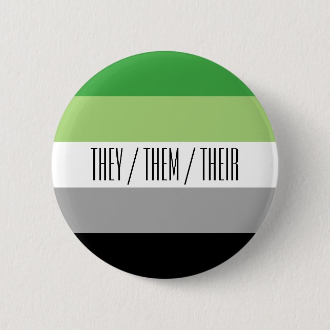 Aromantic Flag Pronoun Button (Front)