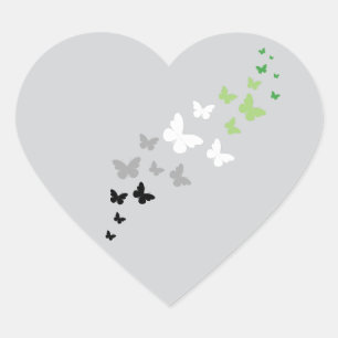 Aromantic Pride Butterfly Trail Heart Sticker