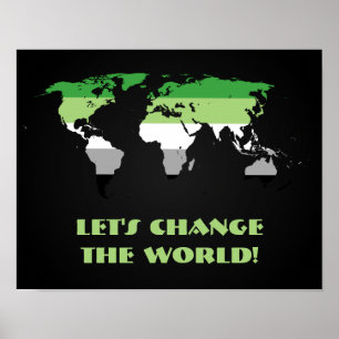 Aromantic Pride flag pride world map poster