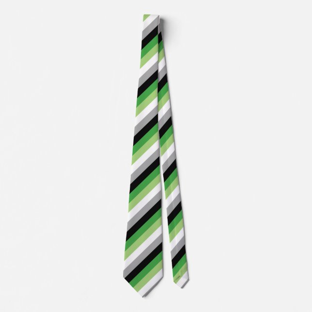 Aromantic Pride Flag  Stripes  Tie (Front)