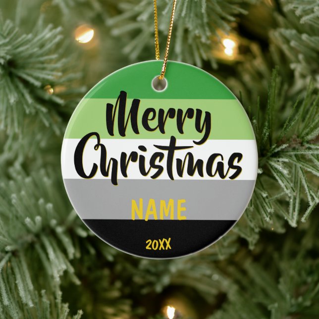 Aromantic Pride LGBT Personalised Christmas Ceramic Tree Decoration (Tree)