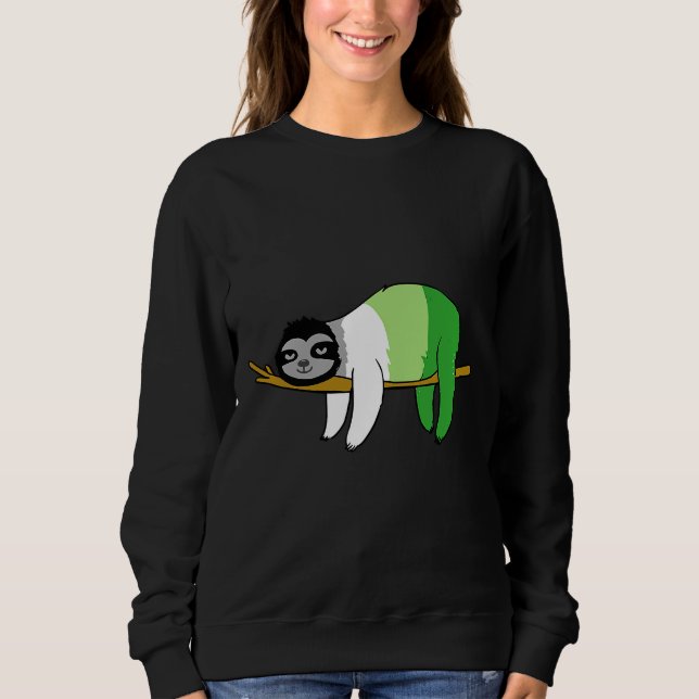 Aromantic Pride Sloth Nap Sloth Lazy Sweatshirt (Front)