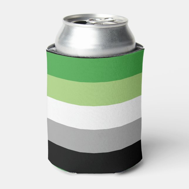 Aromantic Pride Stripes Can Cooler (Can Front)