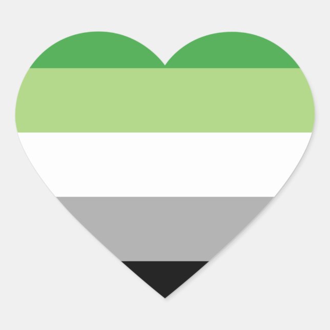 Aromantic Pride Stripes Heart Sticker (Front)