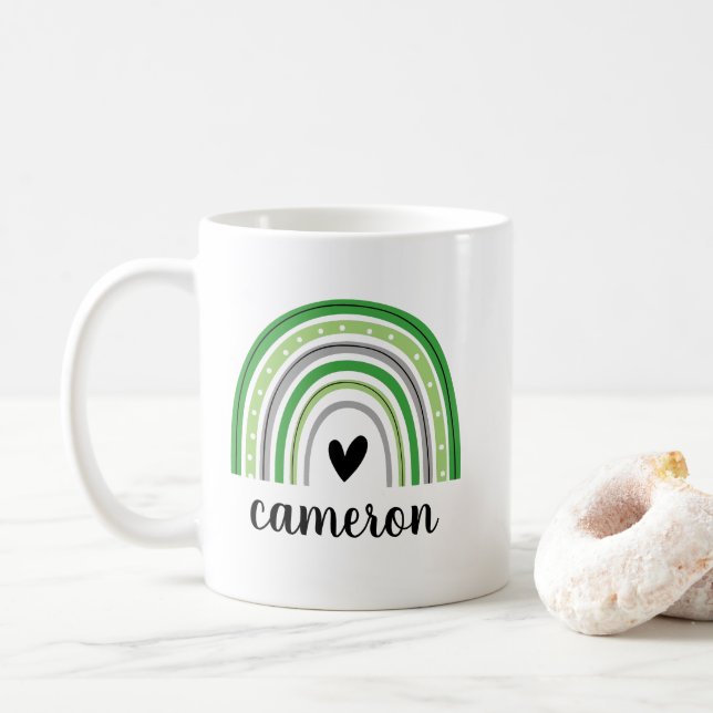 Aromantic Rainbow Personalised Coffee Mug (With Donut)