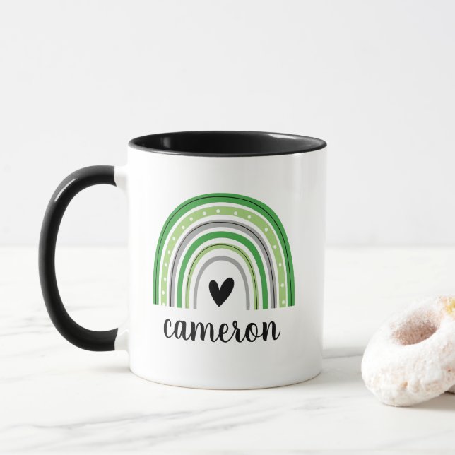 Aromantic Rainbow Personalised Mug (With Donut)