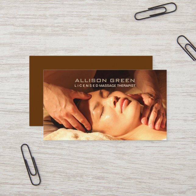 Aromatherapy Acupressure Massage therapist Business Card (Front/Back In Situ)