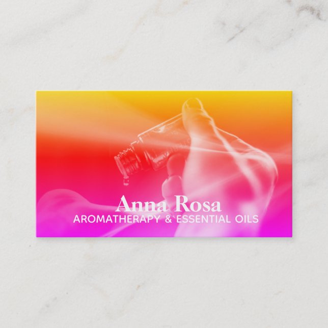 *~* Aromatherapy Essential Oils Bottle Hand Business Card (Front)