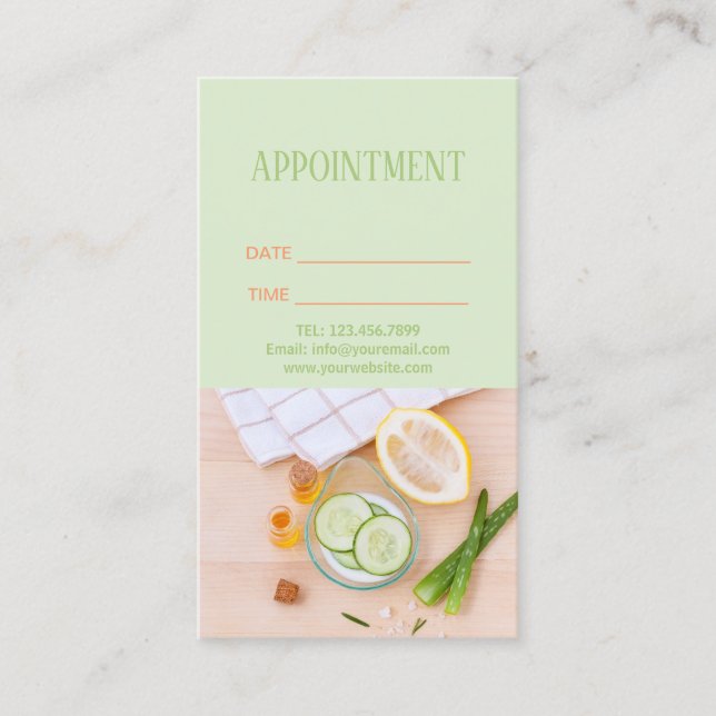 Aromatherapy Natural Skincare Facial Appointment Card (Front)