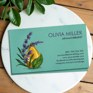 Aromatherapy Oil and Lavender Illustration Business Card