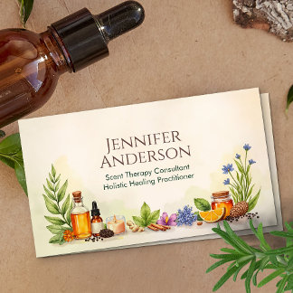 Aromatherapy Practitioner Watercolor Illustration Business Card