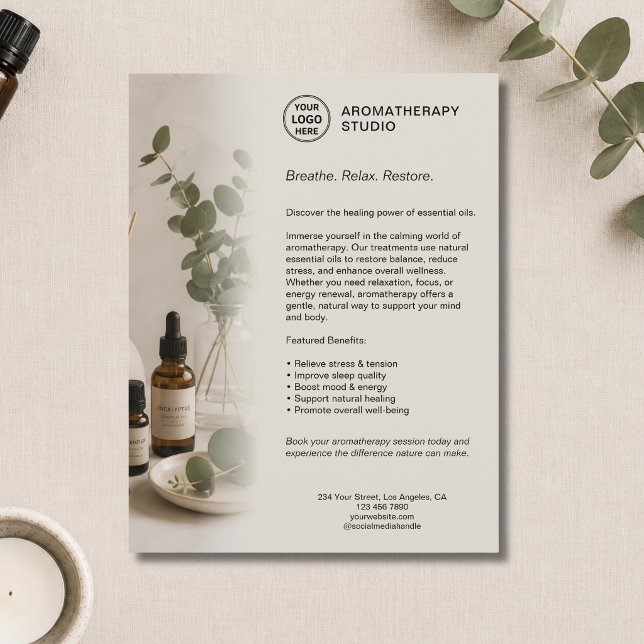 Aromatherapy Spa Business Beige Custom Logo   Flyer (Aromatherapy Spa Business Beige Custom Logo Flyer)