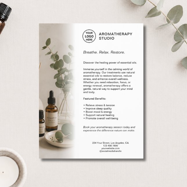Aromatherapy Spa Business White Custom Logo   Flyer (Aromatherapy Spa Business White Custom Logo Flyer)