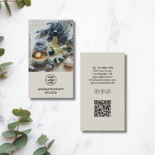 Aromatherapy Spa Custom Logo QR Professional Business Card