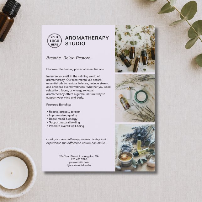 Aromatherapy Spa Lavender Custom Logo Business  Flyer (Aromatherapy Spa Lavender Custom Logo Business Flyer)