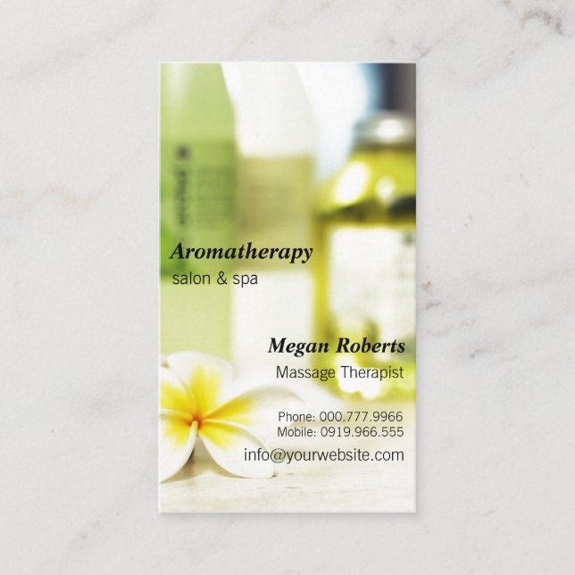 Aromatherapy Spa Skin Care Massage Salon Appointment Card (Front)