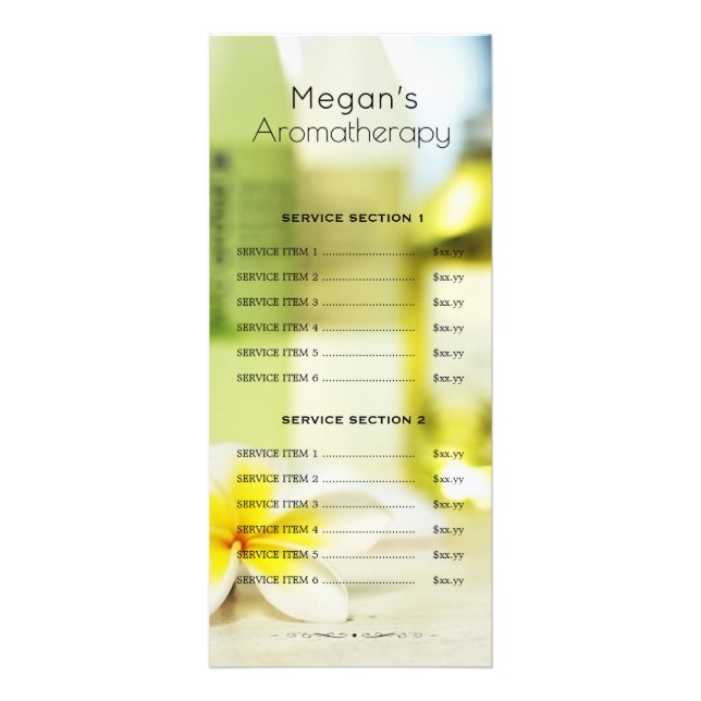 Aromatherapy Spa Skin Care Salon Menu Price (Front)