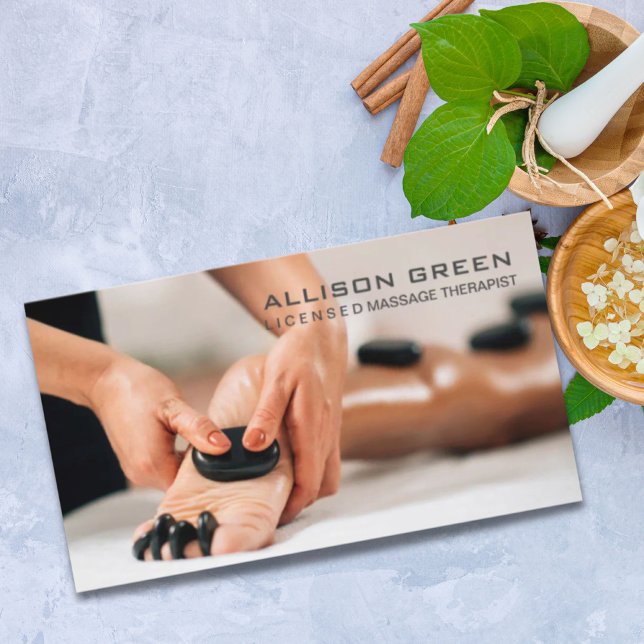 Aromatherapy Therapist Hot Stone Massage Salon Business Card (Aromatherapy Therapist Hot Stone Massage Salon Business Card)