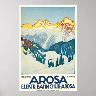 Arosa Graubünden Switzerland Vintage Ski Poster
