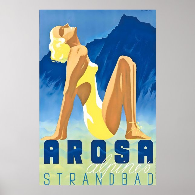 Arosa Graubünden Switzerland Vintage Travel Poster (Front)