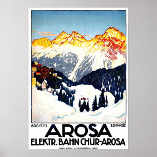 Arosa, mountains resort, Switzerland, vintage Poster