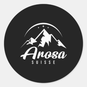 Arosa Switzerland Ski Resort Skiing Snowboarding Classic Round Sticker