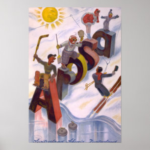 Arosa, Switzerland Travel Vintage Art Print