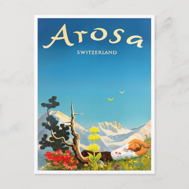 Arosa Switzerland vintage travel Postcard (Front)